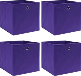 vidaXL Κουτιά Αποθήκευσης 4 τεμ. Μοβ 32 x 32 x 32 εκ. Υφασμάτινα