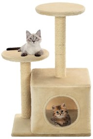 vidaXL Γατόδεντρο Μπεζ 60 εκ. με Στύλους Ξυσίματος από Σχοινί Σιζάλ