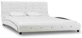 vidaXL Κρεβάτι Λευκό 140 x 200 εκ. Δερματίνη με Στρώμα Αφρού Μνήμης