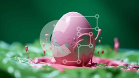 Intra Συλλεκτικό Ξύλινο Παζλ Plywood 4mm - Ροζ πασχαλινό αυγό με πράσινα φύλλα Σε Ξύλινο Κουτί - Διαστάσεις Puzzle: 10x10 cm – 25 κομμάτια