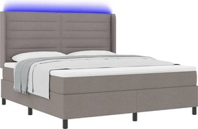 vidaXL LED Κρεβάτι με βάθρο με στρώμα Taupe 180 x 200 cm ύφασμα