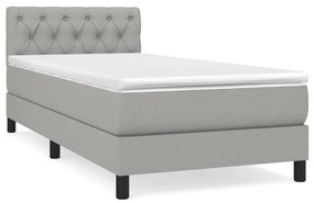 vidaXL Κρεβάτι Boxspring με Στρώμα Ανοιχτό Γκρι 80x200 εκ. Υφασμάτινο
