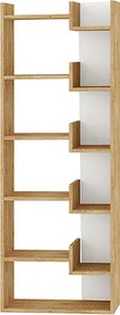 Βιβλιοθήκη Oppa Megapap χρώμα sapphire oak/λευκό 60x22x162εκ.