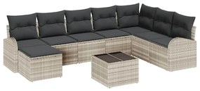 vidaXL Σετ Καναπέ Κήπου με μαξιλάρι 9 pcs Ανοιχτό γκρι Πολυ ράταν