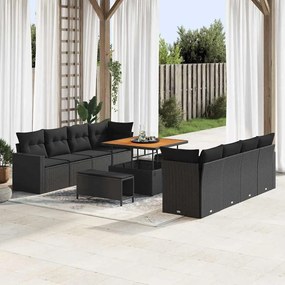 vidaXL Σετ Καναπέ Κήπου με μαξιλάρι 11 pcs Μαύρο 100 x 100 x 71 cm