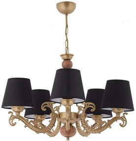 Φωτιστικό Οροφής Fiona Wood 390FLH2314 55x65cm 5xE27 40W Black-Gold Opviq