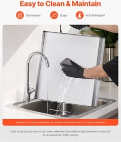 VEVOR 18x16 in Flat Top Griddle Stainless Steel Universal BBQ Grill Pan Cookware