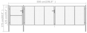 vidaXL Πόρτα Περίφραξης Κήπου Ασημί 500 x 125 εκ. Ατσάλινη