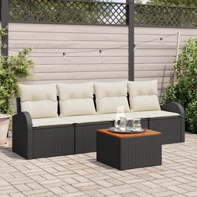 vidaXL Σετ Καναπέ Κήπου 5 pcs Μαύρος, λευκός