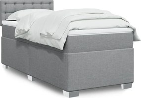 vidaXL Κρεβάτι Boxspring με Στρώμα Ανοιχτό Γκρι 90x200 εκ. Υφασμάτινο