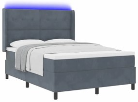 vidaXL Κρεβάτι Box Spring LED με Στρώμα Σκούρο γκρι 160 x 200 cm