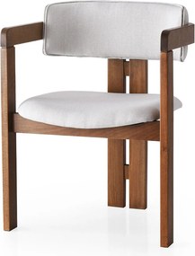 Καρέκλα Κρεμ / Καρυδί CLICRUL 58x49x76