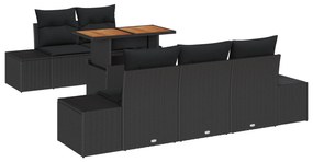 vidaXL 6 Τεμάχιο Σετ Καναπέ Κήπου Με Μαξιλάρια Μαύρο Πολυ Ρατάν