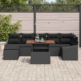 vidaXL Σετ Καναπέ Κήπου με αποθήκευση 8 pcs Μαύρο Πολυ ράταν