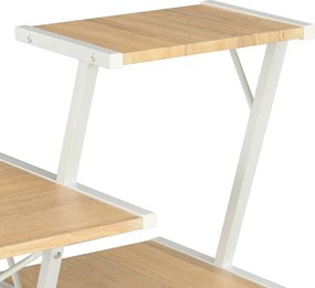 vidaXL Γραφείο με Ράφια Λευκό / Χρώμα Δρυός 116 x 50 x 93 εκ.