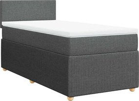 vidaXL Κρεβάτι Boxspring με Στρώμα Σκούρο Γκρι 90x200 εκ. Υφασμάτινο