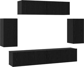 vidaXL Σετ επίπλου τηλεόρασης 6 pcs Μαύρη Οξυά Επεξεργασμένο ξύλο