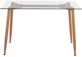 Τραπέζι IDELLA Μεταλλικό Φυσικό με Γυαλί 120x70x75,5 εκ. 120x70x75.5 εκ.