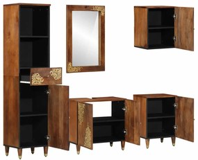 vidaXL Σετ Επίπλων Μπάνιου με συρτάρι 5 pcs καφέ μελί 62 x 33 x 58 εκ.