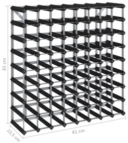 vidaXL Ραφιέρα/Σταντ Κρασιών για 72 Φιάλες Μαύρη Μασίφ Ξύλο Πεύκου