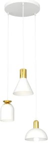 Κρεμαστό Φωτιστικό Οροφής 3xE14 Φ30cm Fox Emibig -1403/3PREM-Λευκό-Χρυσό 1403/3PREM