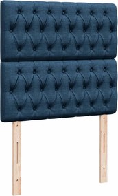 vidaXL Κρεβάτι Boxspring με Στρώμα Μπλε 90x190 εκ.Υφασμάτινο