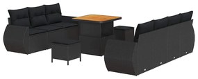 vidaXL Σετ Καναπέ Κήπου Ρυθμιζόμενο ύψος 10 pcs Μαύρο συνθετικό ρατάν