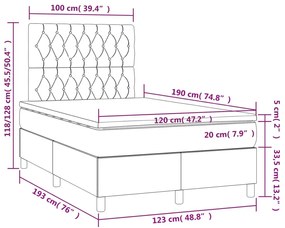 Κρεβάτι Boxspring με Στρώμα Ροζ 120x190 εκ. Βελούδινο - Ροζ