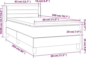 vidaXL Κρεβάτι Boxspring με Στρώμα Μαύρο 80 x 200 εκ. Υφασμάτινο
