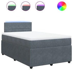 vidaXL Κρεβάτι Boxspring με Στρώμα Σκούρο Γκρι 120x200 εκ. Βελούδινο