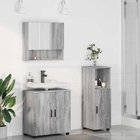 vidaXL Σετ Επίπλων Μπάνιου με πόρτα 3 pcs Γκρι sonoma 61 x 35 x 64 εκ.