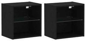 vidaXL Ράφι Πλωτό 2 τεμ Μαύρη Δρυς 40x28,5x40 εκ Κατασκευασμένο ξύλο