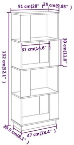 Βιβλιοθήκη/Διαχωριστικό Χώρου Λευκό 51x25x132 εκ. Μασίφ Πεύκο - Λευκό