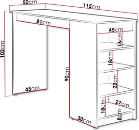 Τραπέζι μπαρ Zotino - Leuko - 115.00Χ50.00Χ102.00cm
