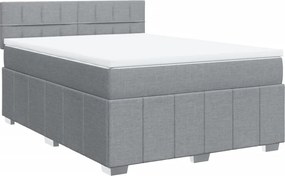 vidaXL Κρεβάτι Boxspring με Στρώμα Ανοιχτό Γκρι 140x190 εκ. Υφασμάτινο