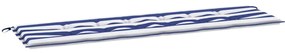 vidaXL Μαξιλάρι Παγκάκι Κήπου Striped Μπλε και λευκό 180 x 50 x 4 cm