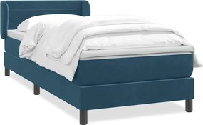 vidaXL Κρεβάτι Boxspring με Στρώμα Σκούρο Μπλε 80x220 εκ. Βελούδινο