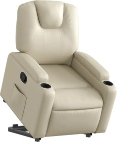 vidaXL Πολυθρόνα Ανακλινόμενη με Ανύψωση Κρεμ από Συνθετικό Δέρμα