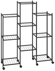 vidaXL Βάση Λουλουδιών με Ρόδες 83x25x103,5 εκ. Μαύρη Σιδερένια