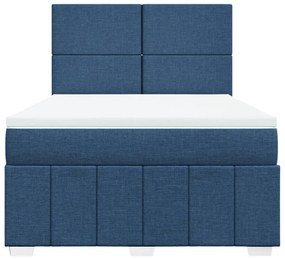 vidaXL Κρεβάτι Boxspring με Στρώμα Μπλε 140x200 εκ. Υφασμάτινο