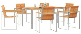 vidaXL Σετ Τραπεζαρίας 7 Τεμαχίων από Καμπούντα Ξύλο Ακακίας