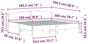 ΠΛΑΙΣΙΟ ΚΡΕΒΑΤΙΟΥ ΜΕ ΚΕΦΑΛΑΡΙ 180X200 ΕΚ. ΑΠΟ ΜΑΣΙΦ ΞΥΛΟ ΠΕΥΚΟΥ 3216191