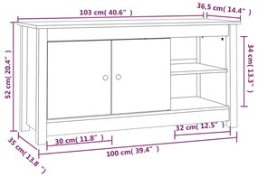 Έπιπλο Τηλεόρασης Μαύρο 103x36,5x52 εκ. από Μασίφ Ξύλο Πεύκου - Μαύρο