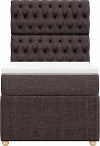 vidaXL Κρεβάτι Boxspring με Στρώμα Σκούρο Καφέ 100x200 εκ. Υφασμάτινο