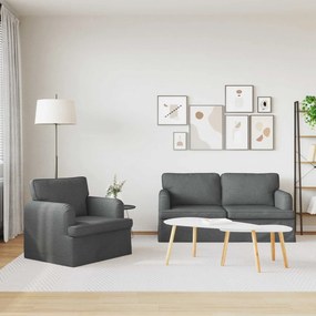 vidaXL Σετ Καναπέ 2 τμχ. Σκούρο Γκρι ύφασμα