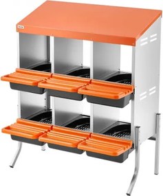 VEVOR Chicken Nesting Boxes, 6 Compartments, with Support Legs, Easy Egg Collection, Galvanized Steel and High-Strength Plastic, Roll Away Nesting Boxes for Chickens and Hens Laying Eggs, Orange