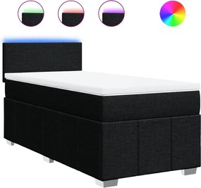 vidaXL Κρεβάτι Boxspring με Στρώμα Μαύρο 90x200 εκ. Υφασμάτινο