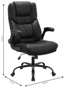 Καρέκλα γραφείου διευθυντή Stellar pakoworld pu μαύρο - Τεχνόδερμα - 256-000007