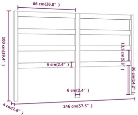 Κεφαλάρι Κρεβατιού Μαύρο 146 x 4 x 100 εκ. Μασίφ Ξύλο Πεύκου - Μαύρο