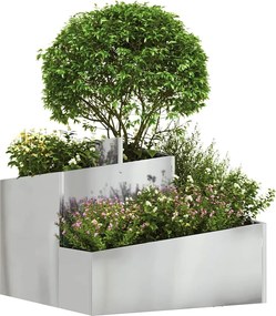 vidaXL Γλάστρα Κήπου Ασημί 60 x 60 x 50 εκ Επικαλυμμένος Χάλυβας